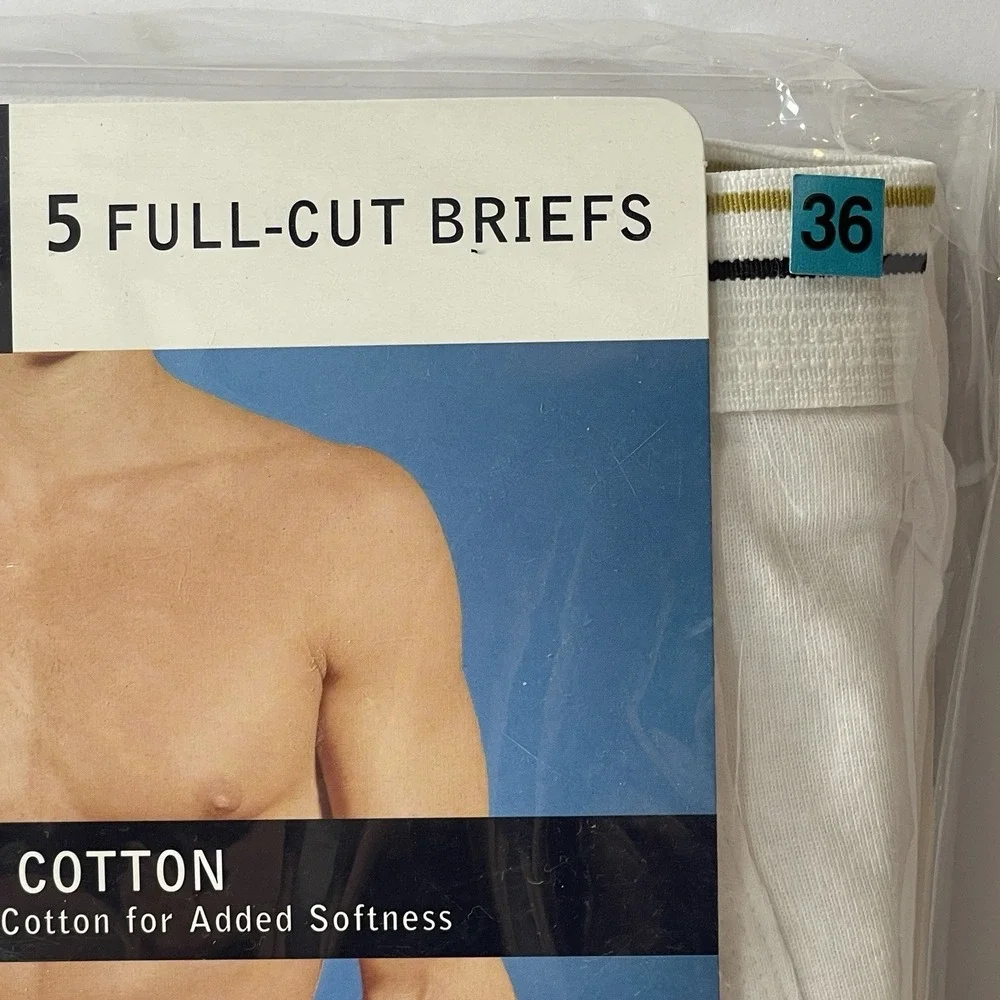 Stafford Men's 5-Pack 100% Cotton Full Cut Briefs Whitey Tighty L 36-38 NOS